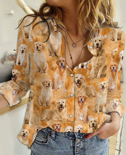 Joycorners Cute Golden Retriever For Dog Lovers All Over Printed 3D Casual Shirt
