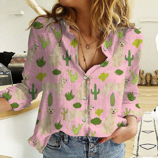 Joycorners Golden Retriever Pink All Over Printed 3D Casual Shirt