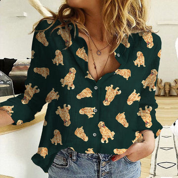 Joycorners Golden Retriever Green All Over Printed 3D Casual Shirt