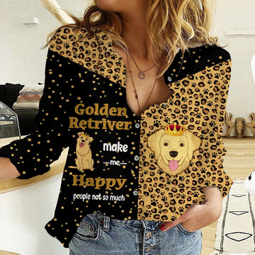 Joycorners Golden Retriever Leopard Texture All Over Printed 3D Casual Shirt