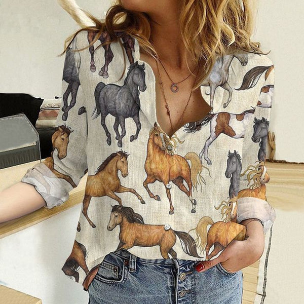 Joycorners Horses All Printed 3D Casual Shirt For Horse Lovers