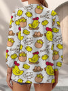 Joycorners Farm Chicken Hen Chick Pattern Yellow Casual V Neckline Half Sleeve Blouses