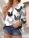 Joycorners Chicken Grey Casual V Neckline Half Sleeve Blouses