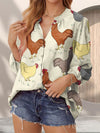 Joycorners Rooster Casual V Neckline Half Sleeve Blouses