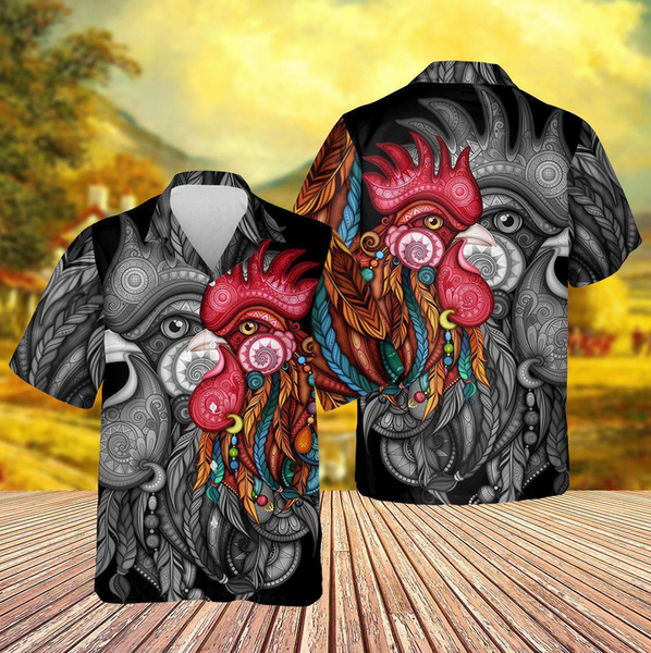 Joycorners Chicken Black And Color Hawaiian Shirt