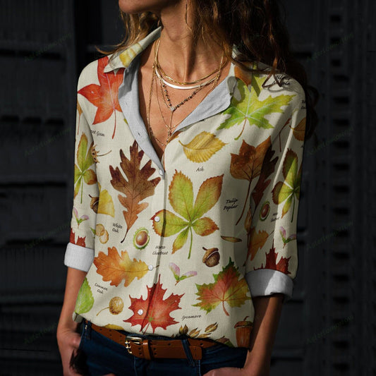 Joycorners Autumn Leaf Gardening Casual Shirt