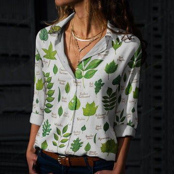 Joycorners Leaves Of North American Trees Gardening Casual Shirt