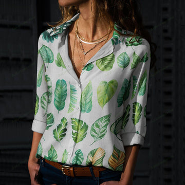 Joycorners Tropical Leaves Pattern Casual Shirt