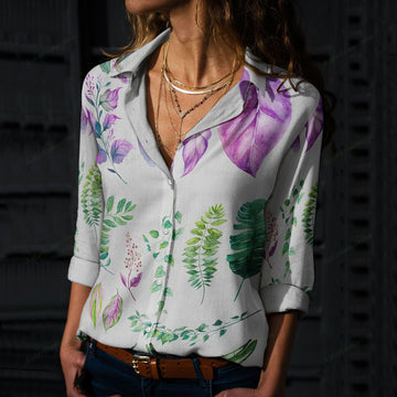 Joycorners Tropical Leaves Gardening Casual Shirt