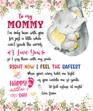JoyCorner Personalized Printed Blanket Flowers Little Elephant - Mothers Day Gift