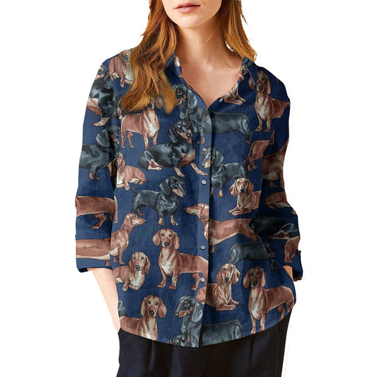 Joycorners Dachshund Blue All Over Printed 3D Casual Shirt