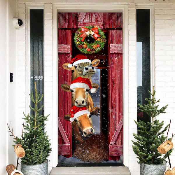 Joycorners Cattle. Funny Cow Christmas Door Cover