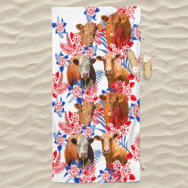 Beefmaster Cattle Hawaiian Inspiration Beach Towel