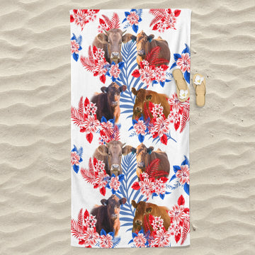 Gelbvieh Cattle Hawaiian Inspiration Beach Towel