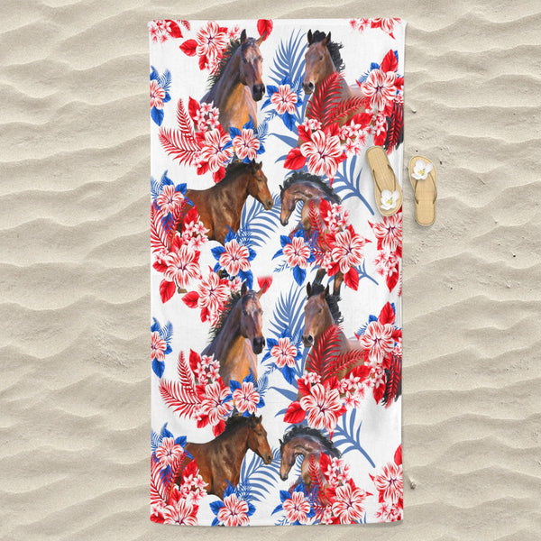 Horse Hawaiian Inspiration Beach Towel