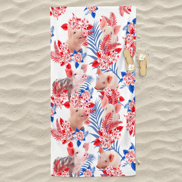 Pig Hawaiian Inspiration Beach Towel