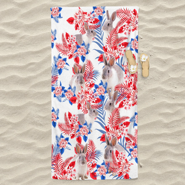 Rabbit Hawaiian Inspiration Beach Towel
