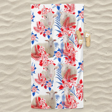 Sheep Hawaiian Inspiration Beach Towel