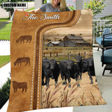 Joycorners Personalized Brangus Cattle In Field Farmhouse Blanket