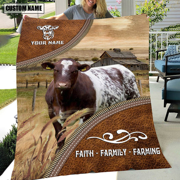 Joycorners Personalized Name Shorthorn Faith Family Farming Blanket