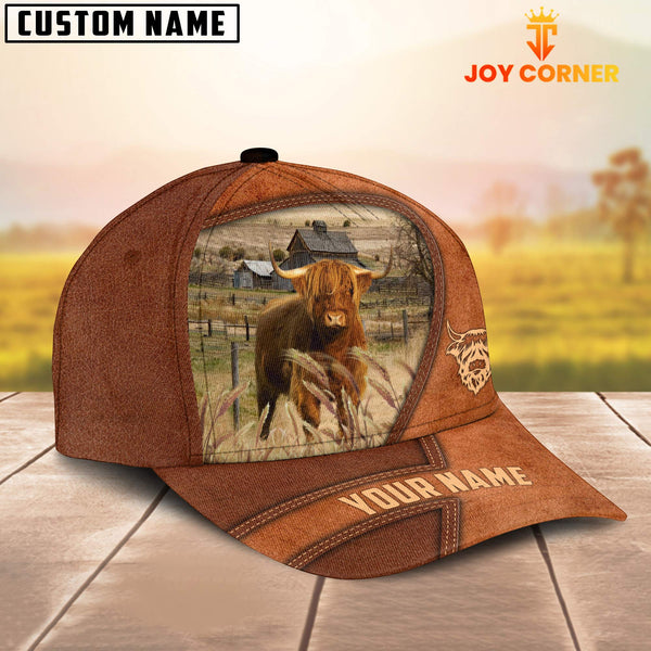 Joycorners Highland Customized Name Brown Leather Pattern Cap