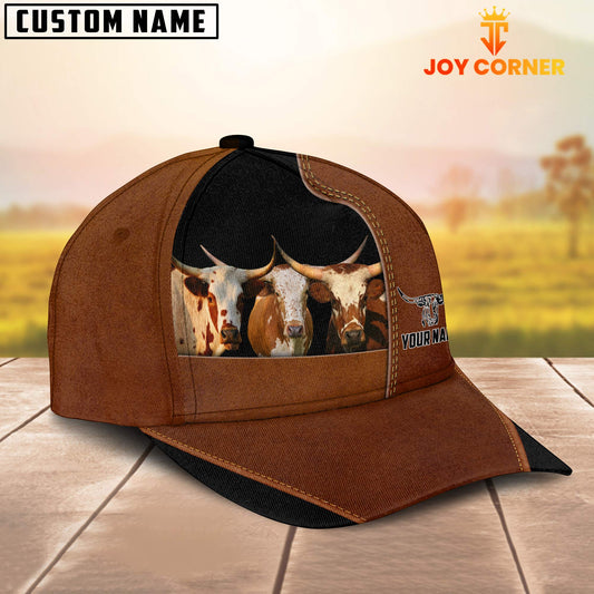 Joycorners Texas Longhorn Black Brown Farm Customized Name Cap