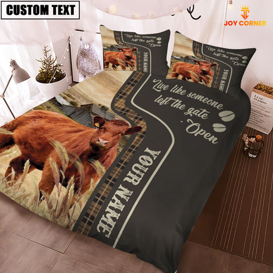 JoyCorners Red Angus Like Someone Left The Gate Open Customized Name 3D Bedding Set