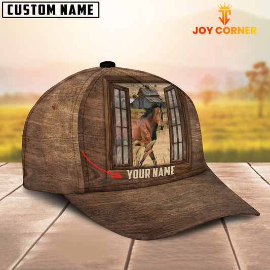 Joycorners Custom Name Horse Window Brown Cap