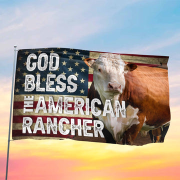 Joycorners God Bless The American Rancher Hereford Flag