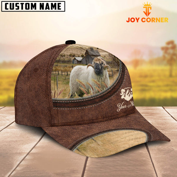 Joycorners Valais Blacknose On The Farm Customized Name Leather Pattern Cap