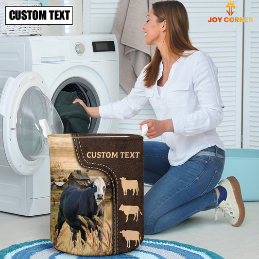 Joycorners Black Baldy Custom Name Leather Pattern Laundry Basket