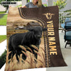 Joycorners Personalized Name Black Angus Leather Pattern Blanket