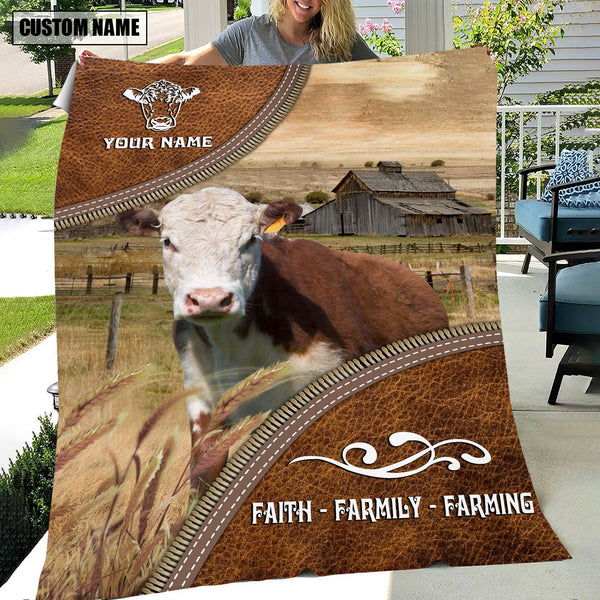 Joycorners Personalized Name Hereford. Faith Family Farming Blanket