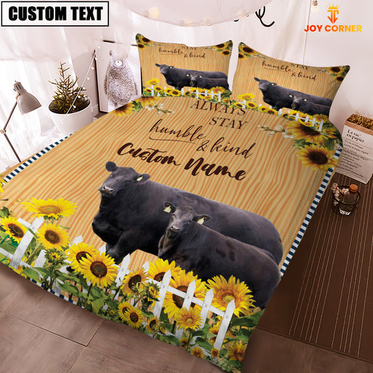 Joycorners Black Angus Stay Humble And Kind Custom Name Bedding Set