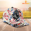 Joycorners Brangus American Flag Flowers Pattern Cap