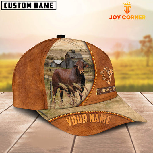 Joycorners Custom Name Beefmaster Leather Pattern Cap