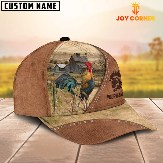 Joycorners Rooster Customized Name Brown Cap