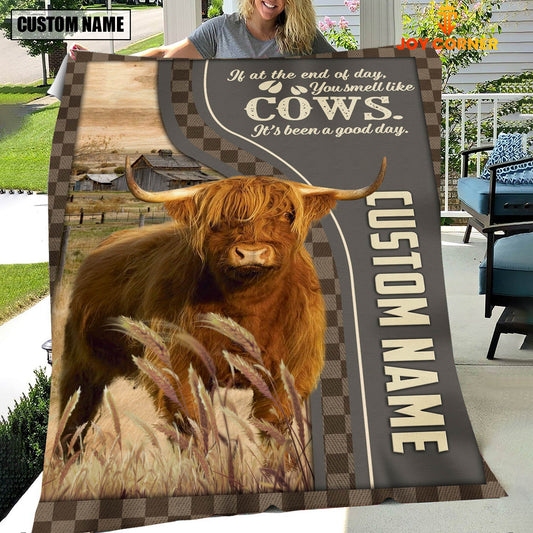 Joycorners Personalized Name Highland A Good Day Blanket