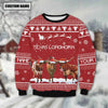 Joycorners Texas Longhorn Custom Name Happy Xmas Sweater