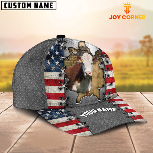 Joycorners Hereford Customized Name US Flag Cap