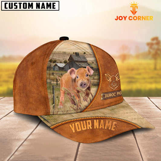 Joycorners Custom Name Duroc Pig Leather Pattern Cap