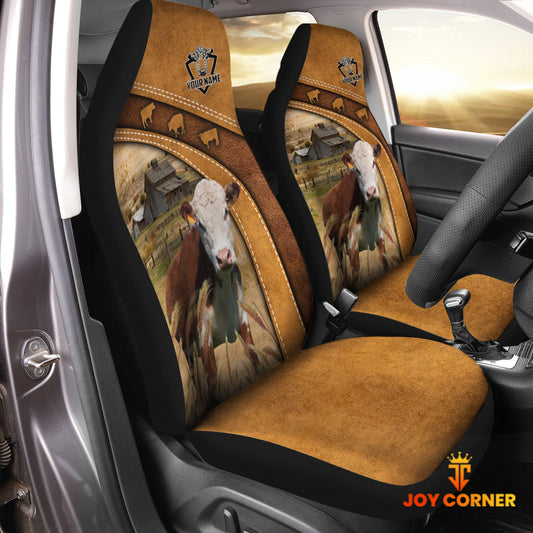 Joycorners Hereford Pattern Customized Name 3D Car Seat Cover Set (2PCS)