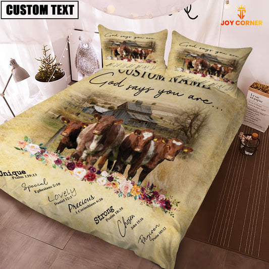 Joycorners Shorthorn God Says You Are Custom Name Bedding Set