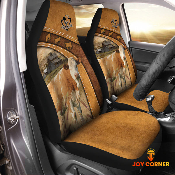 Joycorners Simmental Pattern Customized Name 3D Car Seat Cover Set (2PCS)