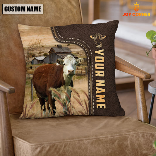 Joycorners Hereford Custom Name Leather Pattern Pillow Case