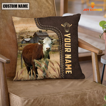 Joycorners Hereford Custom Name Leather Pattern Pillow Case