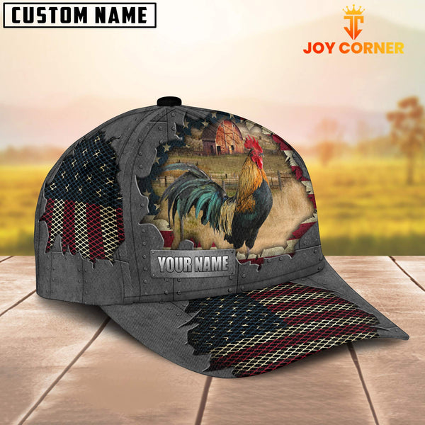 Joycorners Chicken Customized Name US Flag Net Cap