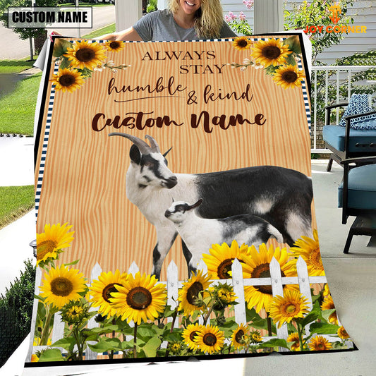 Joycorners Goat Custom Name - Always Stay Humble and Kind Blanket