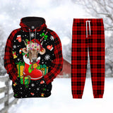 Joycorner Brown Swiss Christmas Pattern Hoodie & Sweatpants Set
