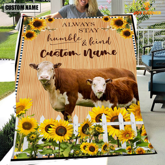 Joycorners Hereford Custom Name - Always Stay Humble and Kind Blanket